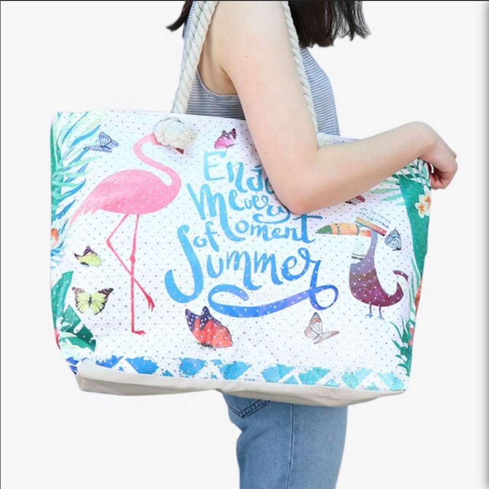 Summer Tropical Rhinestones Ladies Tote Bag